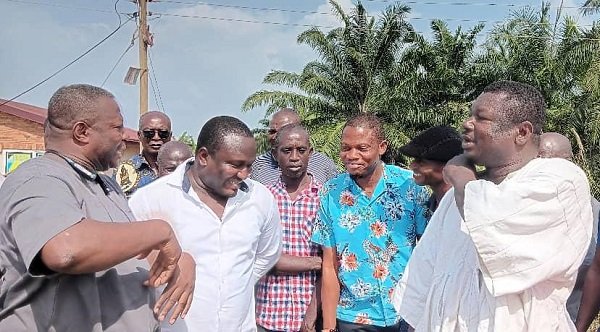 • Alhaji Sedik (second from left), Nana Badu Duah (letf) and Dr Banaku (right) with other officials
