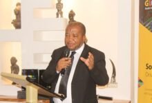 Mr Thando Dalamba (inset) addressing participants at the programme. Photo. Ebo Gorman