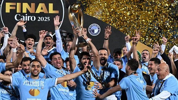 CAF Champions League holders Pyramids of Egypt celebrating their victory