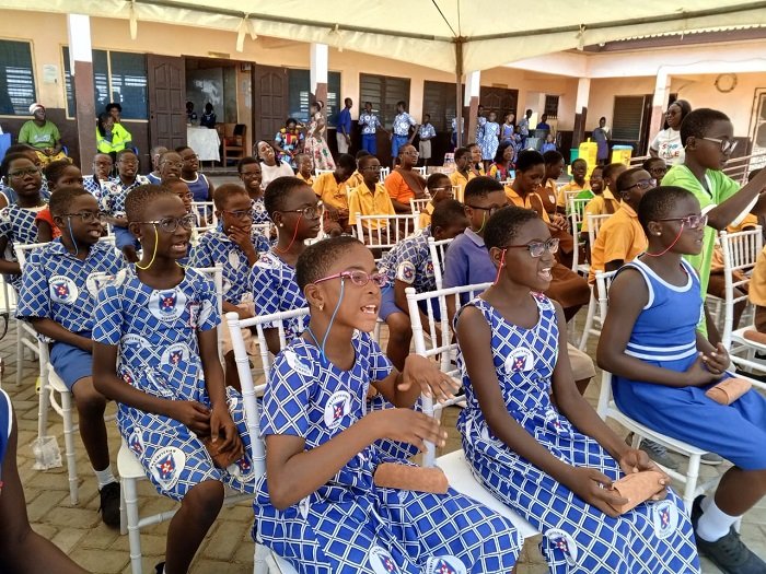• The school children after receiving and wearing their glasses