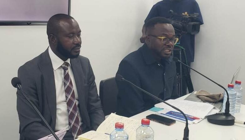 • Dr Sarkodie (left) addressing the media
