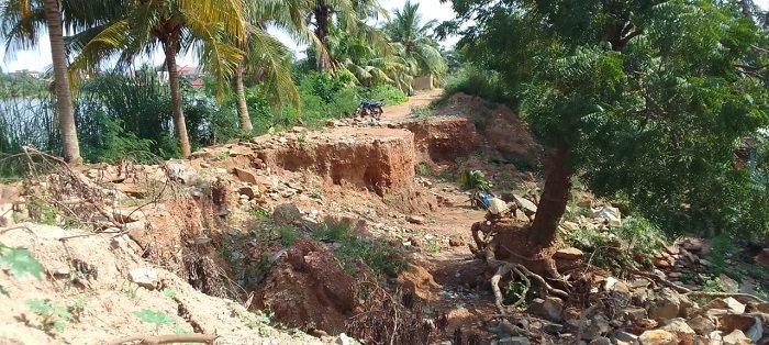 Portions of the damaged road