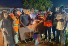 • Mr Gabriel Adu Bonsu (third from right) making a presentation to the Principal of the College
