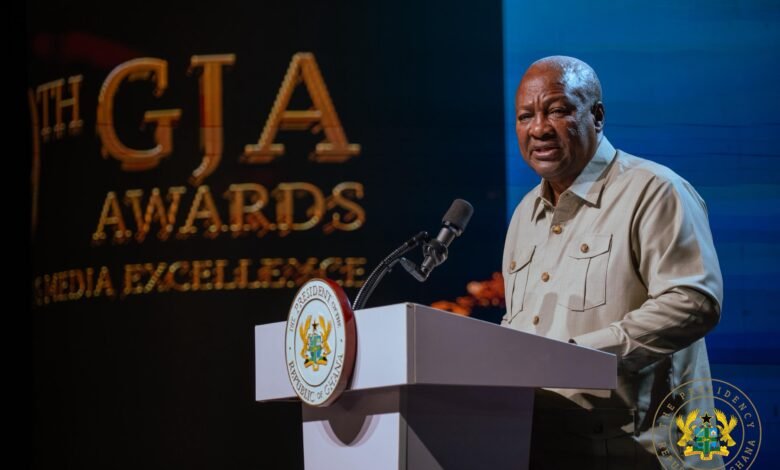 -President Mahama addressing participants at the awards ceremony