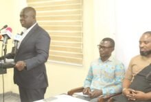 • Mr Albert Kwabena Dwumfour addressing the press conference Photo: Ebo Gorman