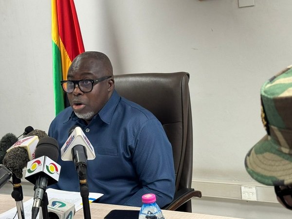 Mr Sarpong addressing the press