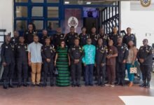 • Maame Efua Houadjeto (middle) flanked on the right by the IGP and other senior police officers