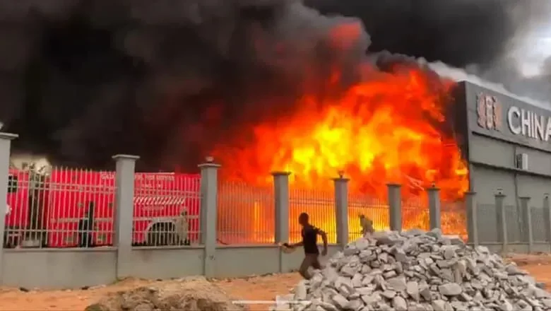 • The gutted China Mall warehouse