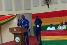 Alhaji Faila addressing Chiefs and community at the durber