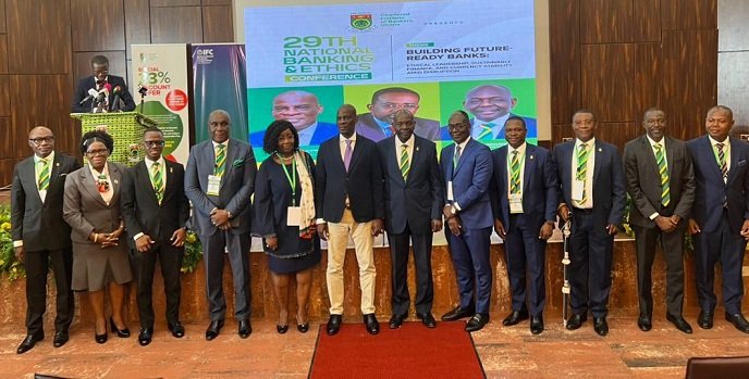 • Mr Iddrisu (sixth from left) with Mr Adam (fifth from right) and some executives of CIB Ghana