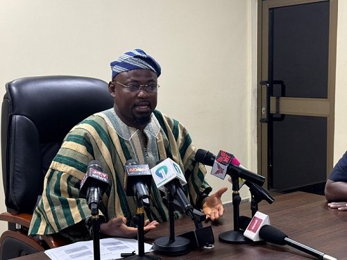 Mr Amuah speaking at the press confe