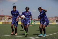 • Skipper Afriyie (right) joined by team mate to celebrate her first goal