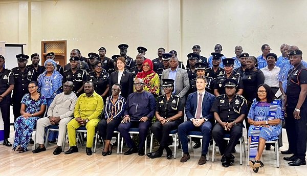• Mr Ebenezer Okletey Terlabi (seated middle) with other dignitaries and participants at the training Photo: Stephanie Birikorang