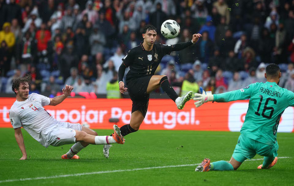 Portugal's Joao Felix misses a chance to score
