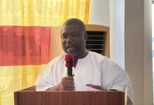 -Mr James Gunu addressing the Zongo leadership in Ho