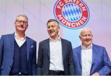 Re-elected president Herbert Hainer is flanked by Dr Dieter Mayer, a Senior Vice-President, (left) and Walter Mennekes (Deputy Vice President) who were all nominated for re-election