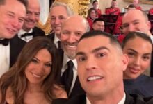 Cristiano Ronaldo at the White House black-tie dinner, with other guests including Donald Trump and Saudi Crown Prince Mohammad bin Salman.