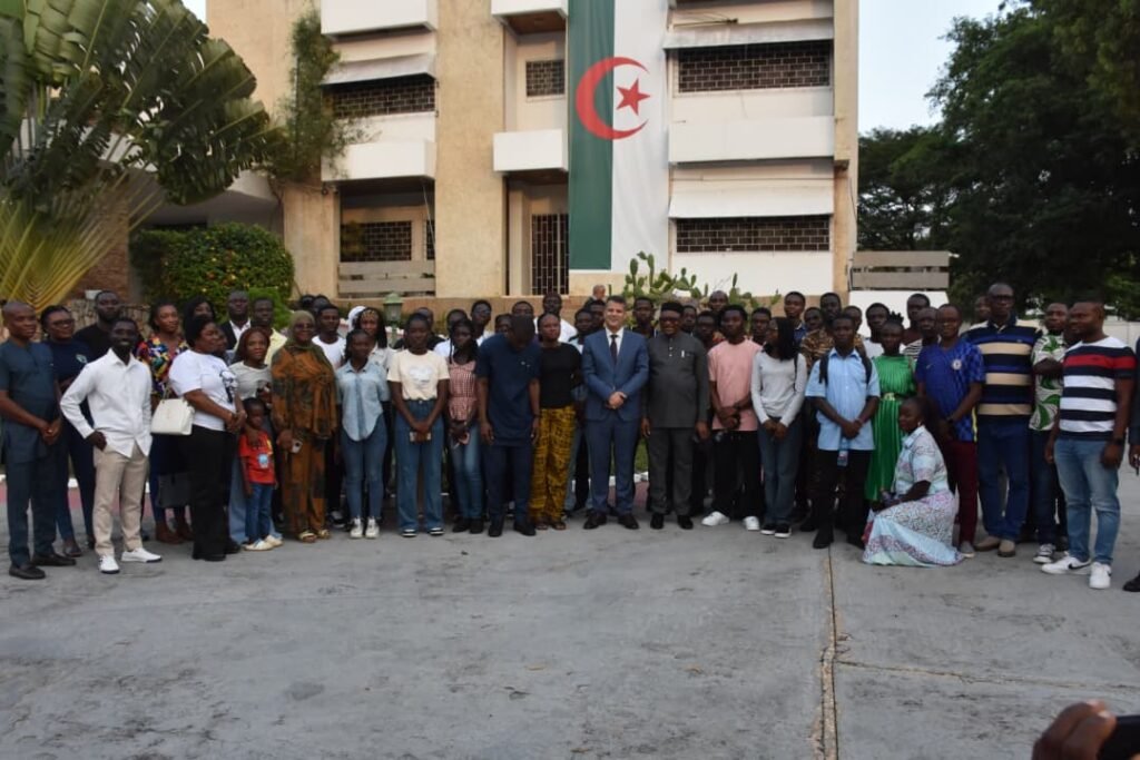 The scholarship beneficiaries with their parents , Ambassador and Scholarship Secretariat officials at the deparure reception held in their honour in Accra