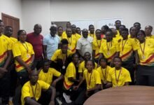 • Some members of the Team Ghana athletes with officials after the visits
