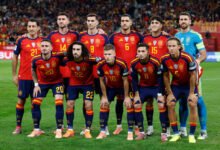 A line-up of the Spainish national team at a recent game