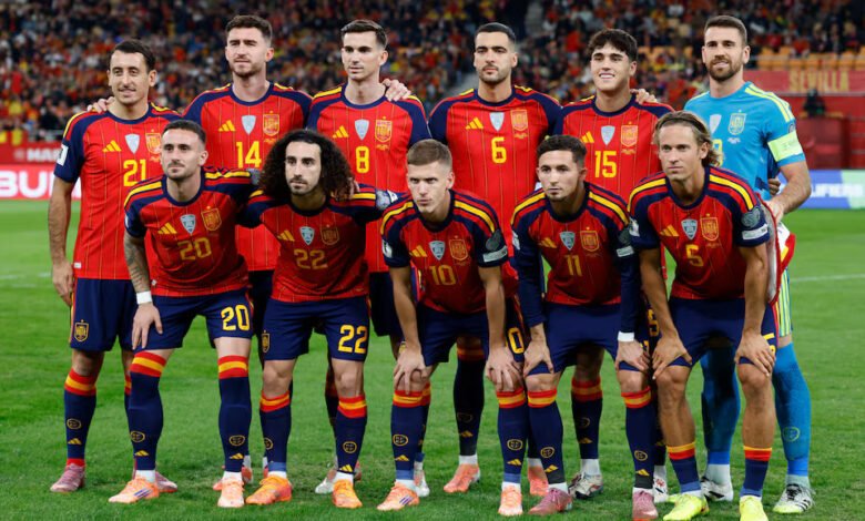 A line-up of the Spainish national team at a recent game