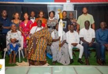 • Togbi Nyaho Tamakloe VI (second from left), Mr Godwin Tamakloe (third from right) with some dignitaries after the launch
