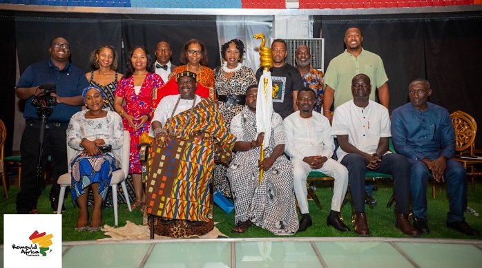 • Togbi Nyaho Tamakloe VI (second from left), Mr Godwin Tamakloe (third from right) with some dignitaries after the launch