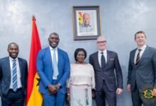 • Vice President Professor Opoku-Agyemang with representatives from Portage Energy