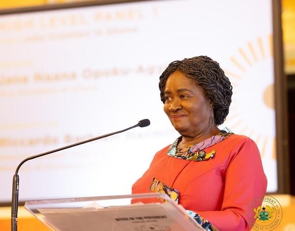 • Vice President Professor Opoku-Agyemang ( inset) addressing the gathering