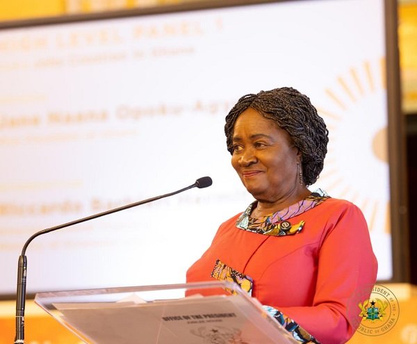 • Vice President Professor Opoku-Agyemang ( inset) addressing the gathering