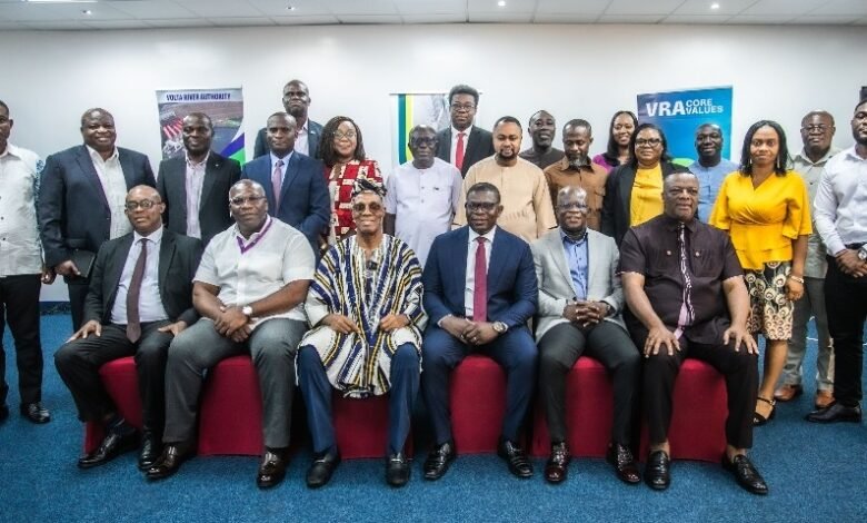 Mr Amissah-Arthur (seated third from left in smock) with other dignitaries