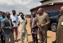 • Dr Pelpuo (second from right) with some dignitaries of the Ministry and MDPI inspecting the land