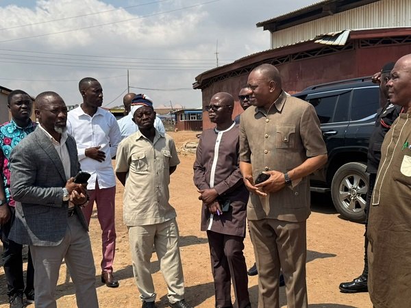 • Dr Pelpuo (second from right) with some dignitaries of the Ministry and MDPI inspecting the land