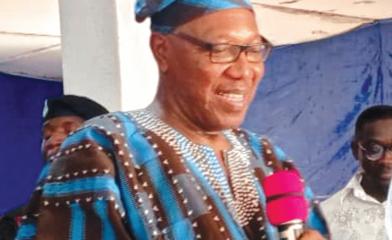 • Dr Apaak (inset) addressing the students on the Speech and Prize-Giving Day in Navrongo