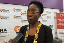 • Ms Lartey addressing the press on the sideline of the forum