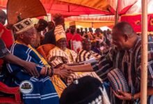 • Dr Rashid Pelpuo (right) exchanging pleasantries with Naa Prof. Edmund Delle Chiir VIII
