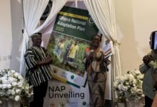 • Mrs Adam with Mr Addo-Okyireh launching NAP
