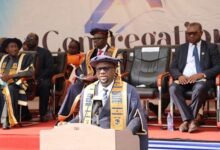 Prof Acakpovi (inset) speaking at the programme