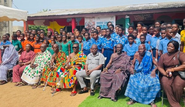 Togbe Kakaklolo Agyeman V (seated middle) with other dignitaries and students after the programme.