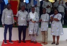 • Dr John Kofi Borsah (third from right) receiving the lifetime achievement award, in recognition of his dedicated service to the institution