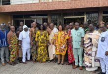 Ms Ocloo with Executives of the Regional Coordinating Council and some traditional chiefs