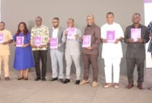 Prof. Mumuni Abu (sixth from left), Mr Omar Seidu (fourth from right) and other dignitaries launching the reports. Photo; Ebo Gorman