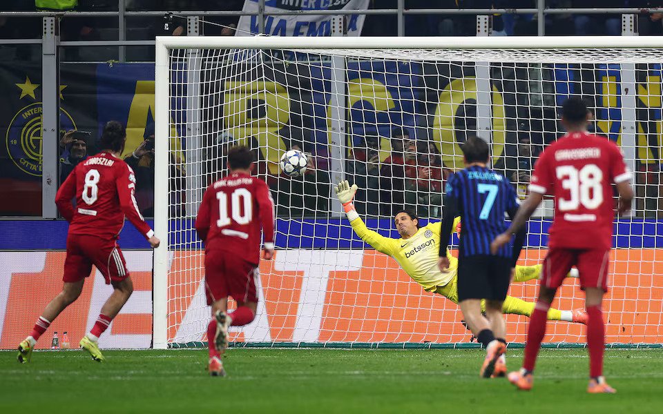 Dominik Szoboszlai scores from the penalty spot past Inter Milan's Yann Sommer