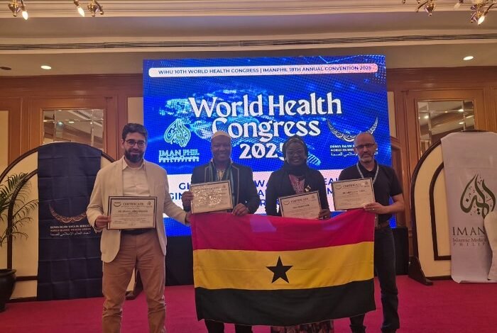 • Dr Majeed from Saudi Arabia ( left), Al-Hassan (middle), Nura Abukari-Sadik (second right) and Dr Fasli, Vice President of the World Islamic Health Union