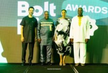 • Mr Daddey-Adjei (second from left), Mr Otuteye (right), and Mr Zaryab (left) after the event