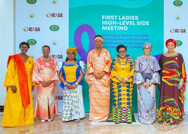 Mrs Lordina Mahama (third from right) with other First Ladies after the meeting