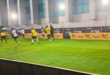 • The GCB Bank PLC team in a football match with GAD F.C, during the launch of the 'PA to PA' promo • Ahunabobrim Nana Prah Agyensaim VI (inset) addressing the graduands • Ms Patricia Blankson (inset) speaking at the programme Photo: Victor A. Buxton