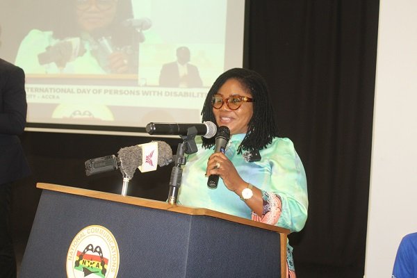 Dr Naa Momo Lartey (inset) addressing participants at the event Photo: Ebo Gorman