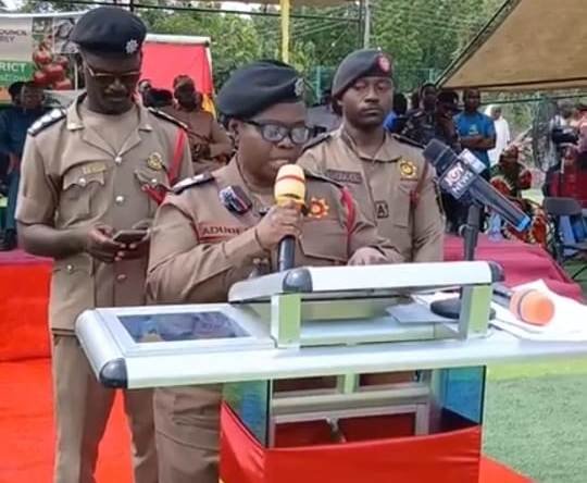 • ACFO Naomi Ofori-Adubea, Bono East Regional Commander of GNFS, launching the campaign