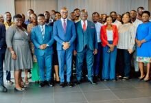Mr Otabil (middle) with some BoG staff and participants in the training programme